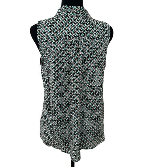 Maison d'Amelie Paris Multicolor V-Neck Tie Neck Sleeveless Blouse Size XS NWOT - Picture 3 of 9